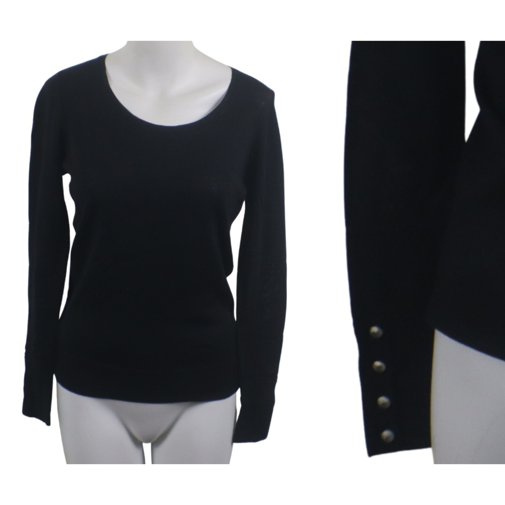 NWT Ann Taylor Black Extrafine Merino Wool Business Casual Sweatshirt Size: MP